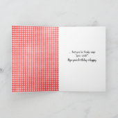 Strichfigur-Mädchen zum Geburtstag mit Rotwein Karte (Innenseite)