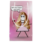 Strichfigur-Mädchen zum Geburtstag mit Wein Kleine Geschenktüte (Vorderseite)