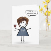 Strichfigur-Mädchen zum Geburtstag mit Weinglas Karte (Gelbe Blume)