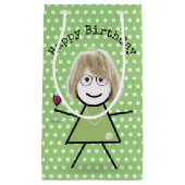 Strichfigur-Mädchen zum Geburtstag mit Weinglas Kleine Geschenktüte (Vorderseite)
