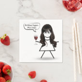 Strichfigur-Mädchen zum Geburtstag mit Weinglas Serviette (Beispiel)