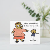 Strichfiguren von Mutter und Kind zum Muttertag Postkarte (Stehend Vorderseite)