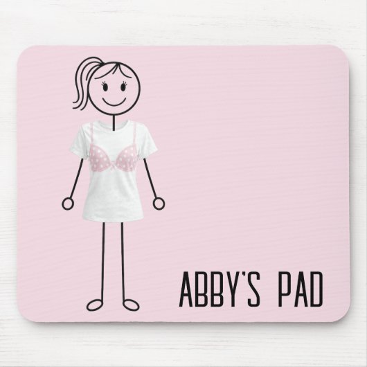 Strichmädchen mit BH mit rosa Band Mousepad (Vorne)