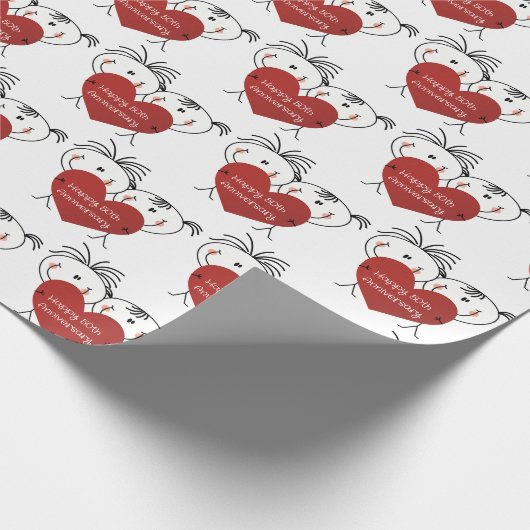 Strichmännchen 50. Geburtstag Geschenkpapier (Ecke)