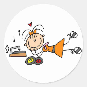 Strichmännchen 50's Girl T - Shirt and Gifts Runder Aufkleber