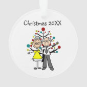 Strichmännchen Ältere Paare Akronylic Ornament (Rückseite)