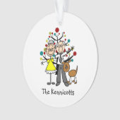 Strichmännchen Ältere Paare, Hunde Akrylornament Ornament (Vorderseite)