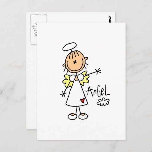 Strichmännchen Angel T - Shirt und Geschenke Postkarte (Vorne/Hinten)
