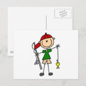Strichmännchen Angelgestänge und Geschenke Postkarte (Vorne/Hinten)
