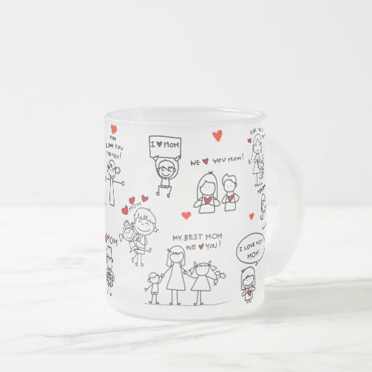Strichmännchen Art Mother Day Mattglastasse (VorderseiteRechts)