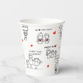 Strichmännchen Art Mother Day Pappbecher (Rückseite)