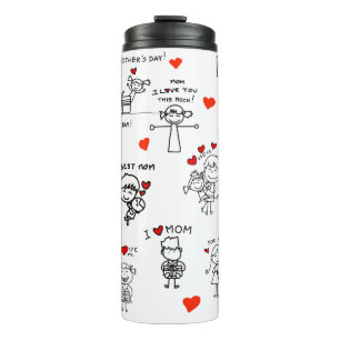 Strichmännchen Art Mother Day Thermosbecher