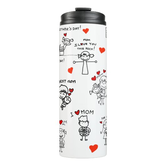 Strichmännchen Art Mother Day Thermosbecher (Vorderseite)