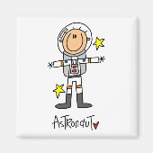 Strichmännchen Astronaut T - Shirt und Geschenke Magnet (Vorne)