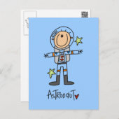 Strichmännchen Astronaut T - Shirt und Geschenke Postkarte (Vorne/Hinten)
