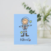 Strichmännchen Astronaut T - Shirt und Geschenke Postkarte (Stehend Vorderseite)