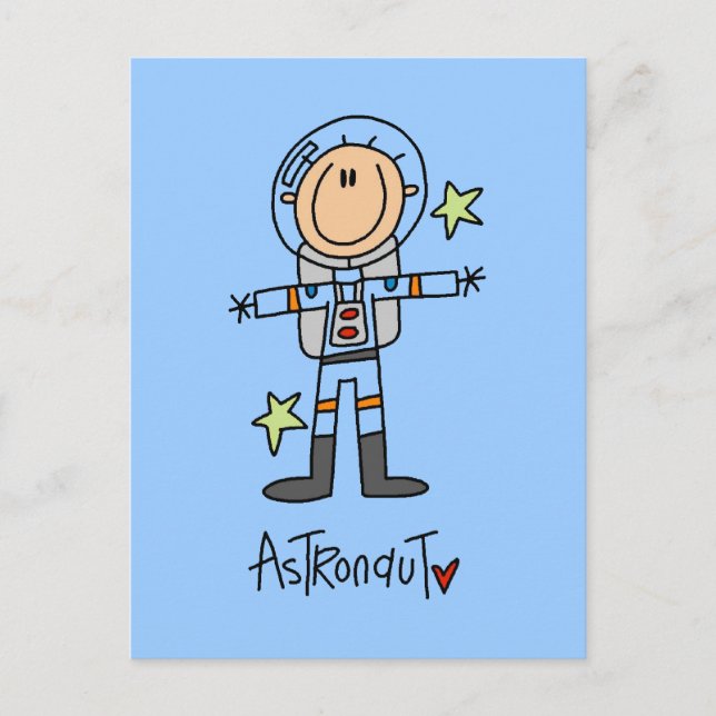 Strichmännchen Astronaut T - Shirt und Geschenke Postkarte (Vorderseite)