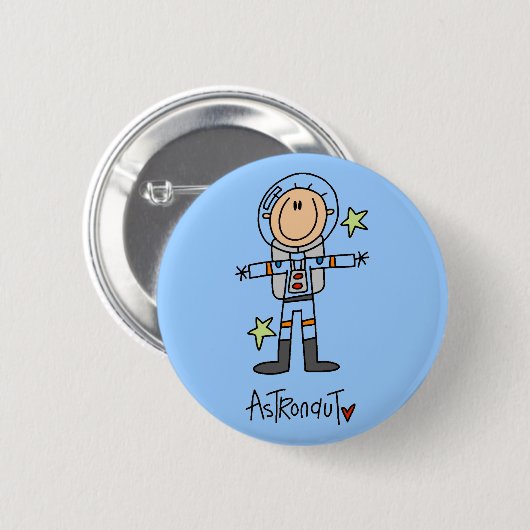 Strichmännchen-Astronauten-T - Shirts und Button (Vorne & Hinten)