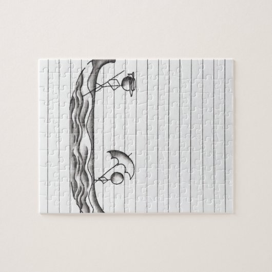 Strichmännchen auf einem Gondel-Boot Puzzle (Horizontal)