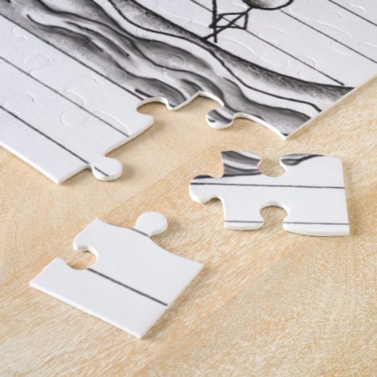 Strichmännchen auf einem Gondel-Boot Puzzle (Seite)