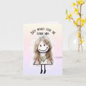 Strichmännchen auf Herz Karte (Gelbe Blume)