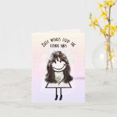 Strichmännchen auf Herz Karte (Gelbe Blume)