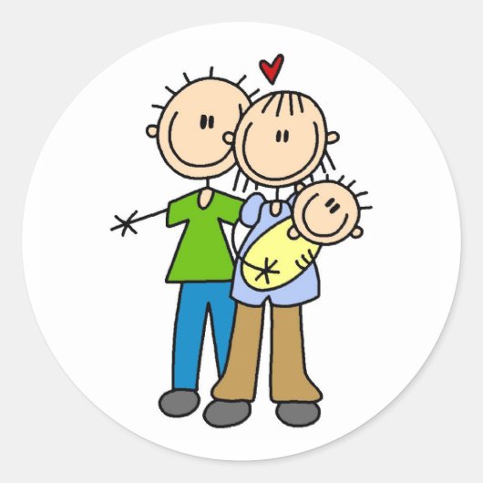 Strichmännchen-Aufkleber für Neugeborene Runder Aufkleber (Vorderseite)