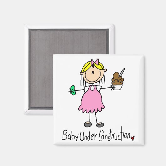 Strichmännchen Baby im Bau Magnet (Vorderseite/Rückseite)