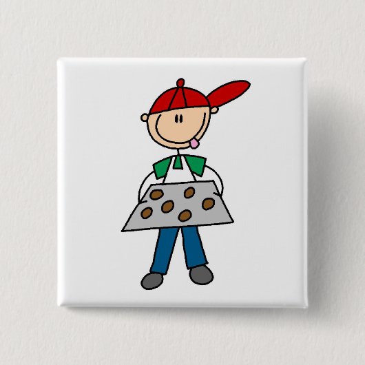 Strichmännchen backt Kekse Button (Vorderseite)