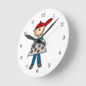 Strichmännchen backt Kekse Runde Wanduhr (Winkel)