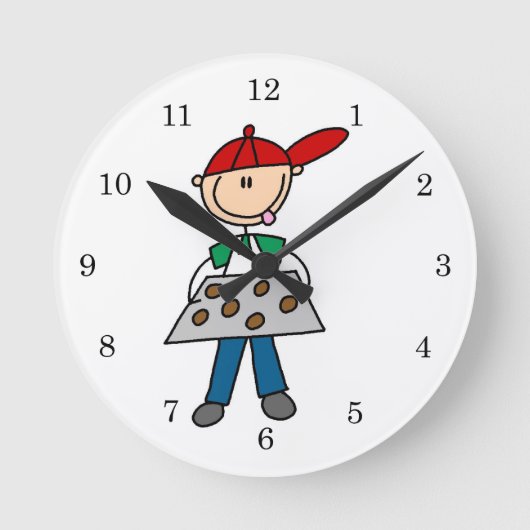 Strichmännchen backt Kekse Runde Wanduhr (Vorderseite)
