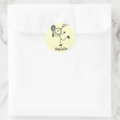 Strichmännchen Badminton T - Shirt und Geschenke Runder Aufkleber (Tasche)