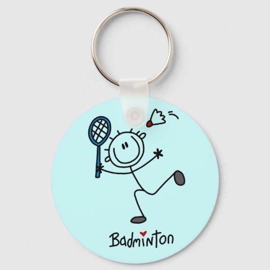 Strichmännchen Badminton T - Shirt und Geschenke Schlüsselanhänger (Vorderseite)
