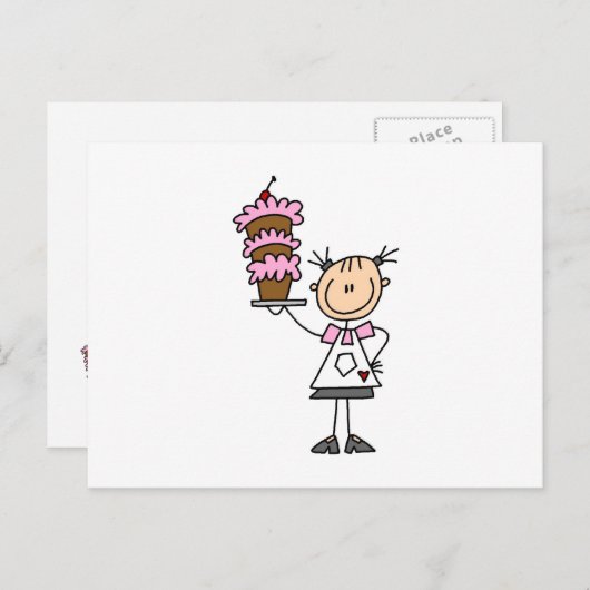 Strichmännchen Baker Postkarte (Vorne/Hinten)