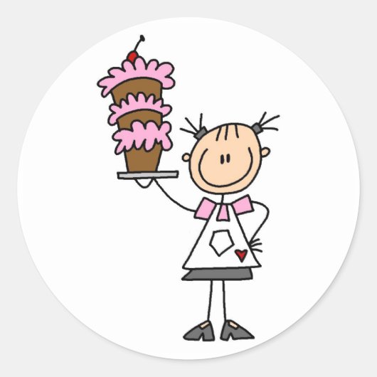 Strichmännchen Baker Tshirts und Geschenke Runder Aufkleber (Vorderseite)