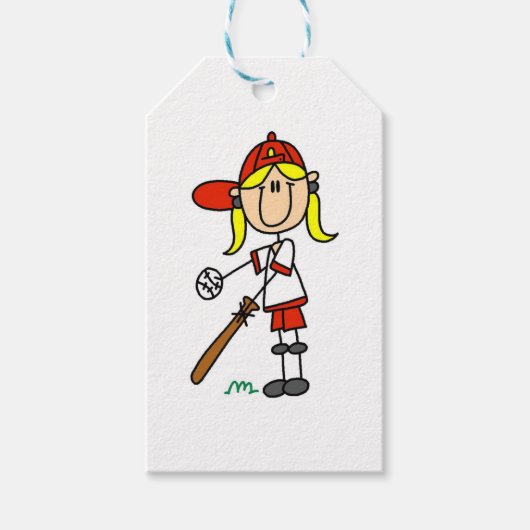 Strichmännchen-Baseball auf dem Bat-Gift-Tags Geschenkanhänger (Vorderseite)