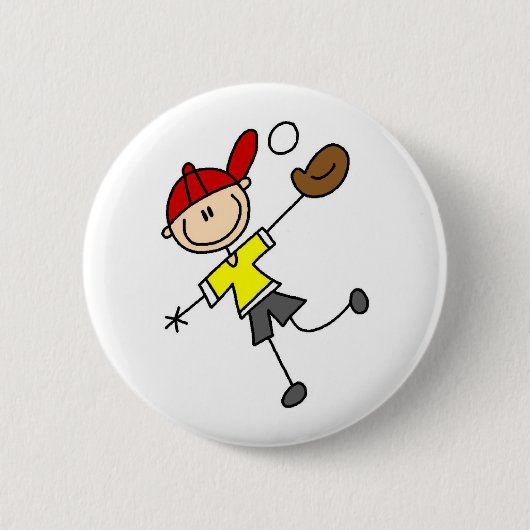 Strichmännchen-Baseball-Knopf Button (Vorderseite)