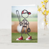 Strichmännchen Baseball Player Karte (Gelbe Blume)