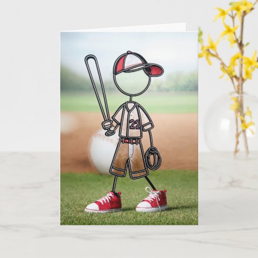 Strichmännchen Baseball Player Karte (Gelbe Blume)