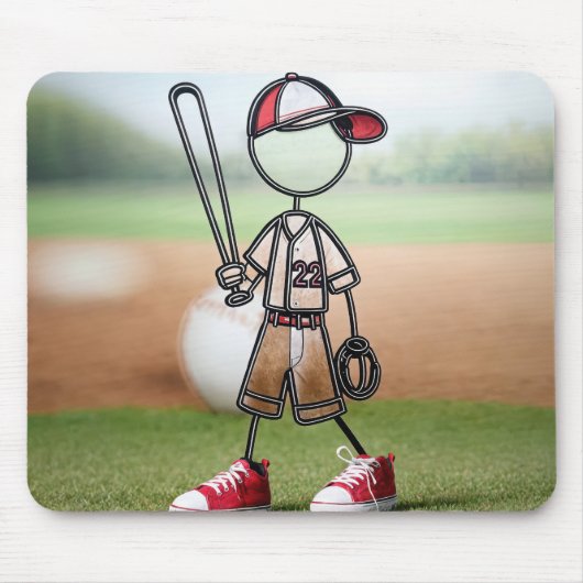 Strichmännchen Baseball Player Mousepad (Vorne)
