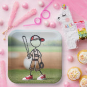 Strichmännchen Baseball-Spieler in Red Sneakers Pappteller (Party)