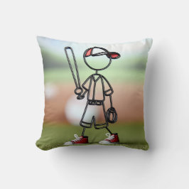 Strichmännchen Baseball-Spieler mit roten Sneakers Kissen