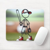 Strichmännchen Baseball-Spieler mit roten Sneakers Mousepad (Mit Mouse)