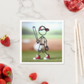 Strichmännchen Baseball-Spieler mit roten Sneakers Serviette (Beispiel)
