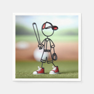Strichmännchen Baseball-Spieler mit roten Sneakers Serviette