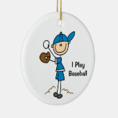 Strichmännchen Baseballspieler Junge Keramik Ornament (Rechts)
