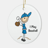 Strichmännchen Baseballspieler Junge Keramik Ornament (Links)