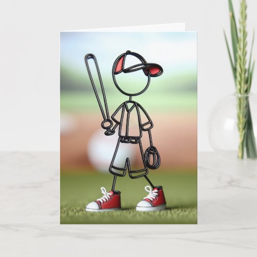 Strichmännchen-Baseballspieler Karte (Vorderseite)