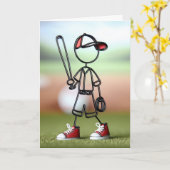 Strichmännchen-Baseballspieler Karte (Gelbe Blume)