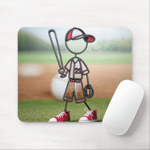 Strichmännchen-Baseballspieler Mousepad